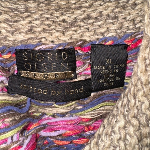 Sigrid Olsen Sport linen silk blend Hand Knit button up cardigan sweater - Picture 9 of 11